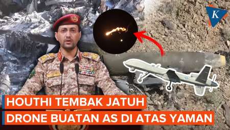 Detik-detik Houthi Tembak Jatuh Drone MQ-9 Reaper Buatan AS di Atas Yaman