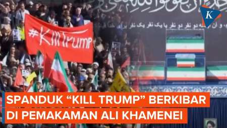 Spanduk “Kill Trump” Berkibar Di Pemakaman Ali Khamenei, Tangis Warga Iran Pecah