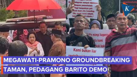 Megawati dan Pramono Groundbreaking Taman di Tengah Demo Pedagang Pasar Barito