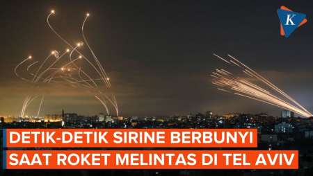 Detik-detik Sirine Berbunyi Saat Sebuah Roket Melintas di Langit Tel Aviv