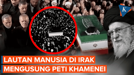 Penampakan Lautan Pelayat Usung Peti Jenazah Khamenei Saat Tiba Di Irak