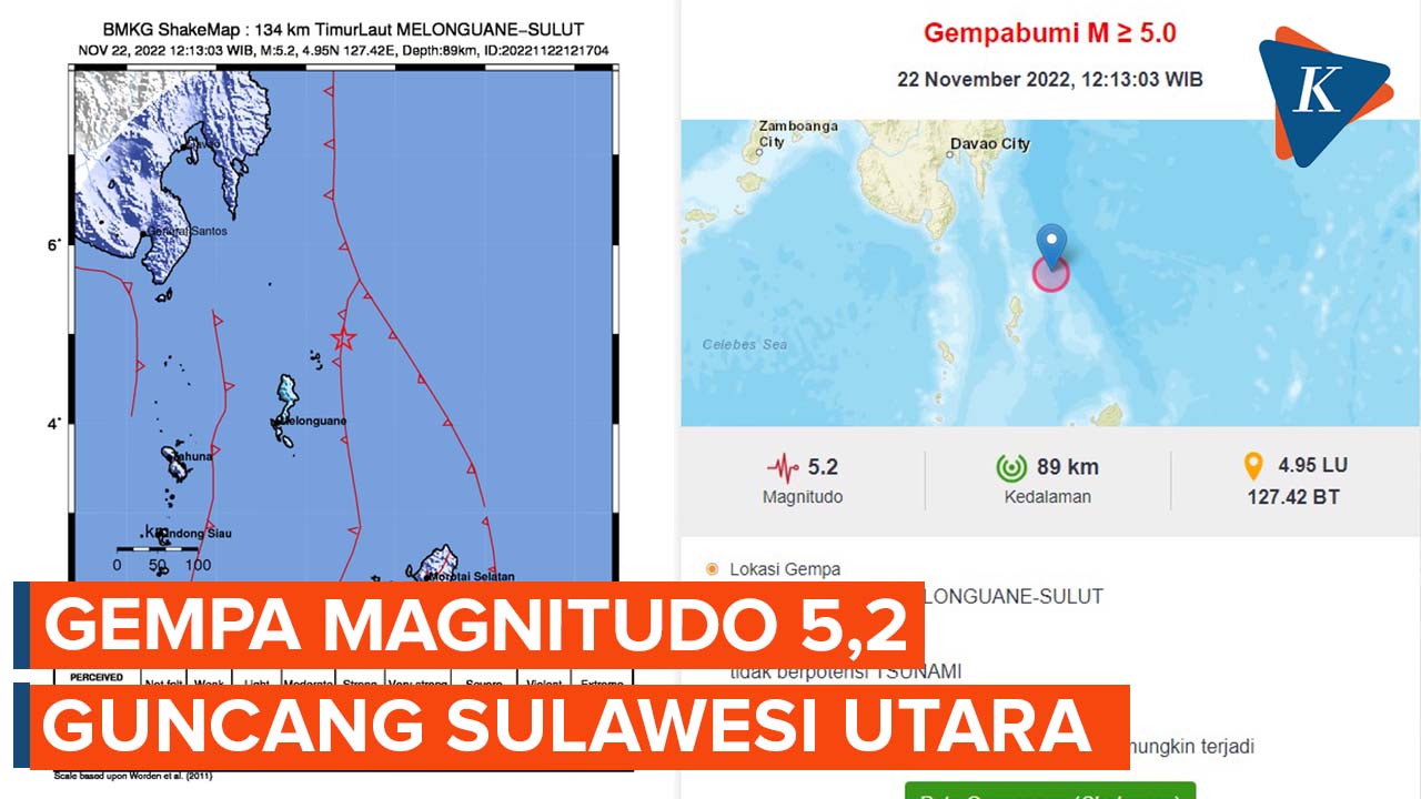Gempa Magnitudo 5,2 Guncang Melonguane Sulawesi Utara, Tidak Berpotensi Tsunami
