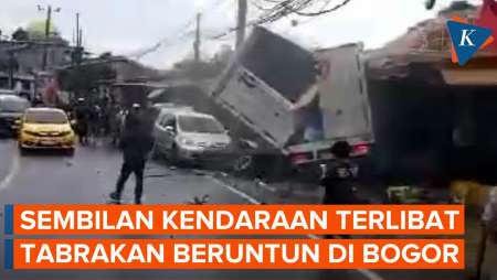 Tabrakan Beruntun 9 Kendaraan di Puncak Bogor, Mobil Boks Hancur