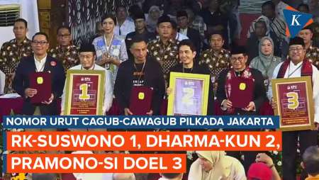 Dharma-Kun Nomor 2, Ridwan Kamil-Suswono Nomor 1 dan Pram-Si Doel Nomor 3 di Pilkada Jakarta