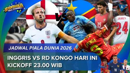 Jadwal Siaran Langsung Inggris Vs RD Kongo Piala Dunia 2026, Kickoff Pukul 23.00 WIB