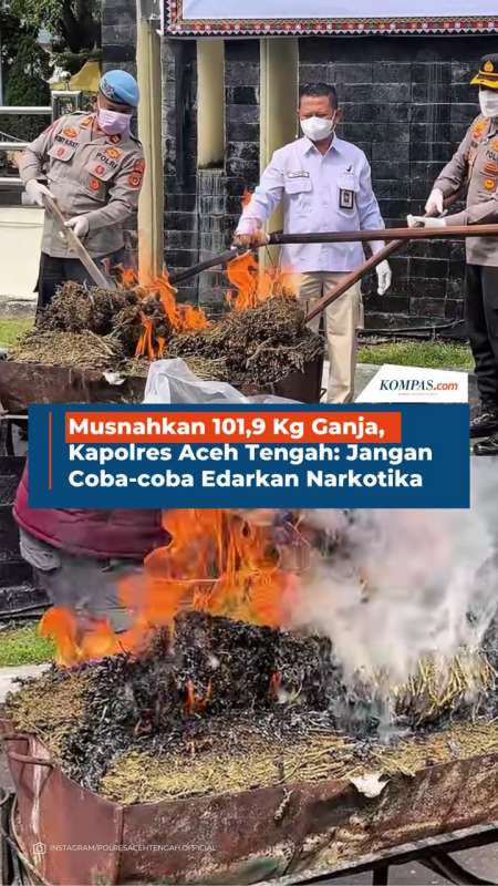 Musnahkan 101,9 Kg Ganja, Kapolres Aceh Tengah: Jangan Coba-coba Edarkan Narkotika