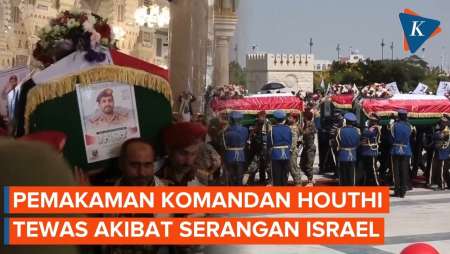 Momen Pemakaman Panglima Houthi Yang Tewas Dibunuh Israel, Ribuan Pelayat Berduka