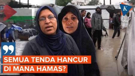 Nestapa Pengungsi Gaza, Tenda Hancur Tak Kuat Tahan Hujan Yang Mengguyur