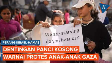 Protes Anak-anak Gaza Pukul Panci Kosong karena Kekurangan Makanan