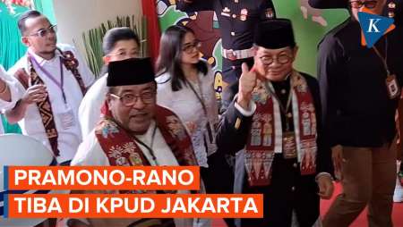 Pramono Anung-Rano Karno Tiba di KPUD Jakarta, Langsung Masuk dan Isi Buku Tamu