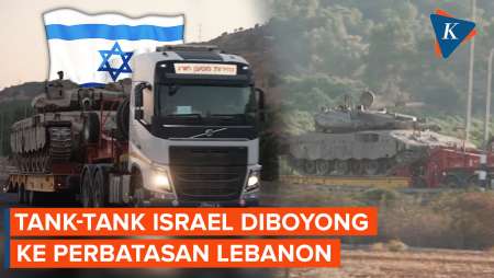 Potret Barisan Truk Bawa Tank-tank Israel Mendekati Lebanon