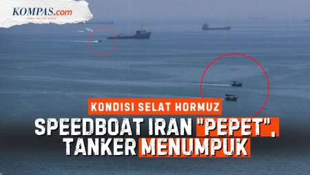 "Mata Drone" Potret Selat Hormuz: Tanker dan Kapal Kargo Menumpuk, Dijaga Ketat Speedboat Iran