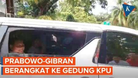 Prabowo-Gibran Lambaikan Tangan Saat Berangkat Menuju Pleno Penetapan Presiden-Wapres