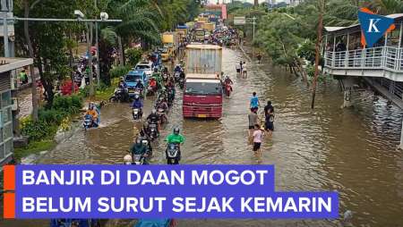 Jalan Daan Mogot Masih Banjir, Lalin Macet