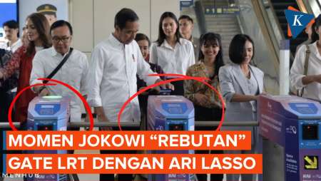 Momen Jokowi Salah “Tap” di Stasiun LRT, Ari Lasso Tak Bisa Masuk