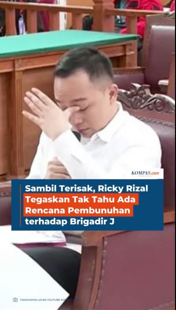 Sambil Terisak, Ricky Rizal Tegaskan Tak Tahu Ada Rencana Pembunuhan terhadap Brigadir J
