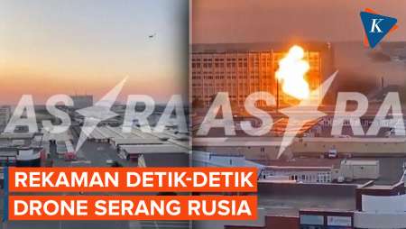 Detik-detik Serangan Drone Ukraina Hantam Pabrik di Rusia