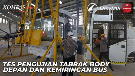 Karoseri Laksana | Tes Pengujian Tabrak Body Depan dan Kemiringan Bus