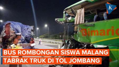 Bus Rombongan SMP asal Malang Tabrak Truk di Tol Jombang-Mojokerto, 2 Orang Tewas
