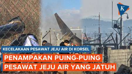 Penampakan Puing-puing Pesawat Jeju Air yang Jatuh dan Terbakar di Bandara Muan Korsel