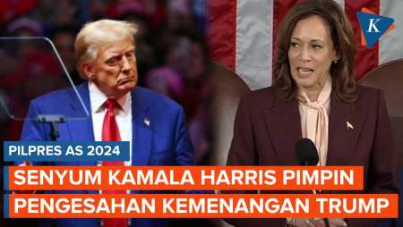 Momen Kamala Harris Sahkan Kemenangan Donald Trump, Senyum Tipis Diiringi Tepuk Tangan