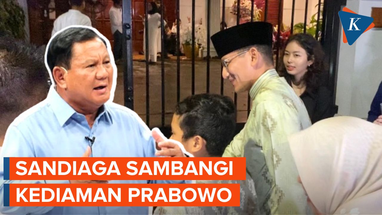 Senyum Sandiaga Usai Temui Prabowo di Hari Pertama Lebaran