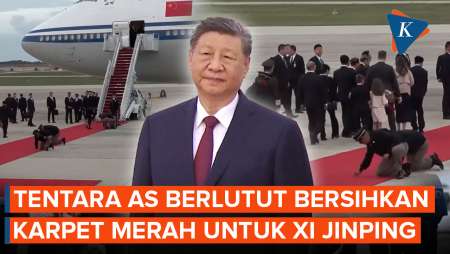 [FULL] Detik-detik Tentara AS Berlutut Bersihkan Karpet Merah Untuk Xi Jinping Yang Baru Mendarat