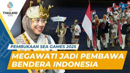 Pakai Baju Adat Lampung, Megawati Bawa Bendera Indonesia Di Pembukaan SEA Games 2025