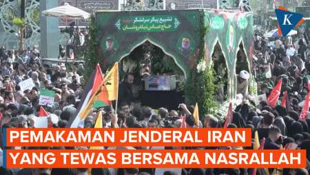 Momen Pemakaman Jenderal Iran Abbas Nilforushan yang Tewas Bersama Hassan Nasrallah