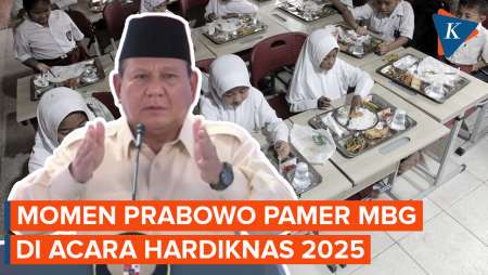 Presiden Prabowo Pamer Makan Bergizi Gratis di Peringatan Hardiknas 2025