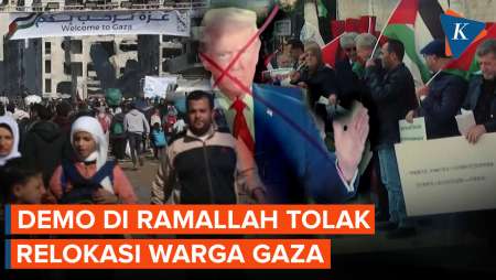 Bawa Foto Trump, Warga Ramallah Demo Tentang Pemindahan Penduduk Gaza