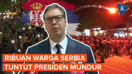 Bagai Konser, Ribuan Warga Serbia Blokade Jalan sambil Nyalakan Flash, Tuntut Presiden Mundur