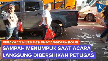 Sampah Berserakan di Jalan Saat HUT Bhayangkara di Monas, Langsung Dibersihkan Bertahap