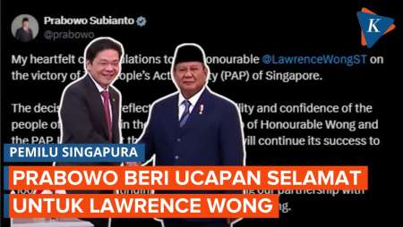 Prabowo Beri Ucapan Selamat Kemenangan PM Singapura Lawrence Wong