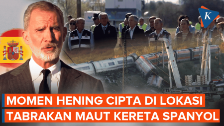 Momen Hening Cipta Di Lokasi Tabrakan Maut Kereta Cepat Spanyol