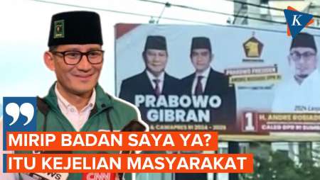 Senyum Sandiaga soal Baliho Prabowo-Gibran di Padang 