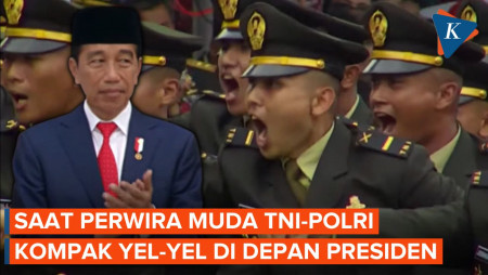 Perwira TNI-Polri Kompak Yel-yel Bareng di Hadapan Presiden Jokowi