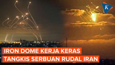 Momen Iron Dome Kerja Keras Tangkis Serbuan Rudal-rudal Iran