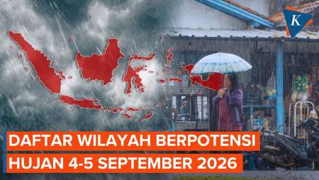BMKG Peringatkan Potensi Hujan Lebat 4-5 September 2026, Ini Daftar Wilayahnya