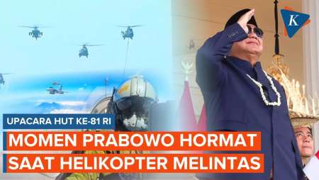 Detik-detik Prabowo Langsung Berdiri dan Beri Hormat Saat Helikopter Melintas