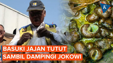 Bahagianya Menteri PUPR Basuki Jajan Tutut di Pasar Saat Dampingi Jokowi