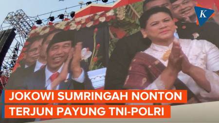 Momen Atraksi Terjun Payung TNI-Polri di Hari Bhayangkara