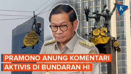 Respons Pramono Soal Aksi Aktivis Greenpeace Bentangkan Spanduk Protes Di Bundaran HI
