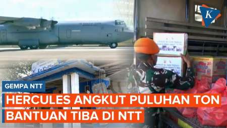 Penampakan Hercules Mendarat Bawa Bantuan Gempa NTT, Distribusi Bergerak Dari Kupang Ke Flores