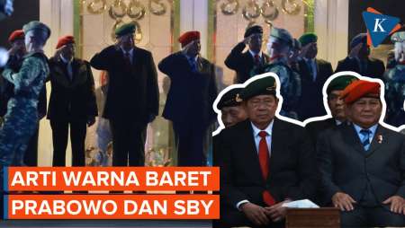 Beda Arti Baret Merah dan Hijau yang Dipakai Prabowo dan SBY Saat Upacara Parade Senja