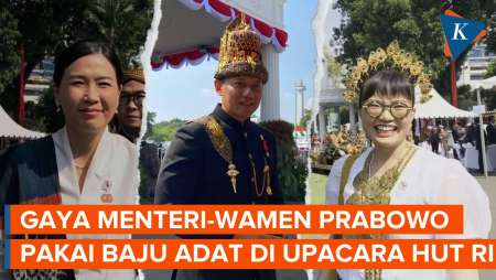 Gaya Para Menteri-Wamen Prabowo Pakai Baju Adat Saat Ikut Upacara HUT Ke-80 RI di Istana