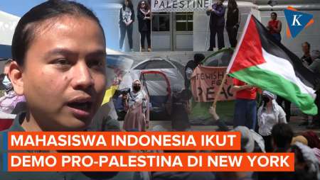 Aksi Mahasiswa Indonesia Ikut Demo Pro-Palestina di New York