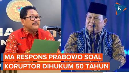 Prabowo Minta Koruptor Dihukum 50 Tahun Penjara, MA: Bisa Dihukum Mati jika Korupsi Saat Krisis