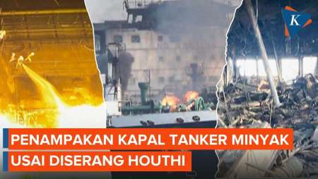 Terbakar Berminggu-minggu, Ini Penampakan Kapal Tanker yang Diserang Houthi di Laut Merah