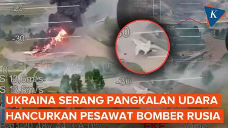 Penampakan Drone Ukraina Hancurkan Pesawat Bomber Rusia